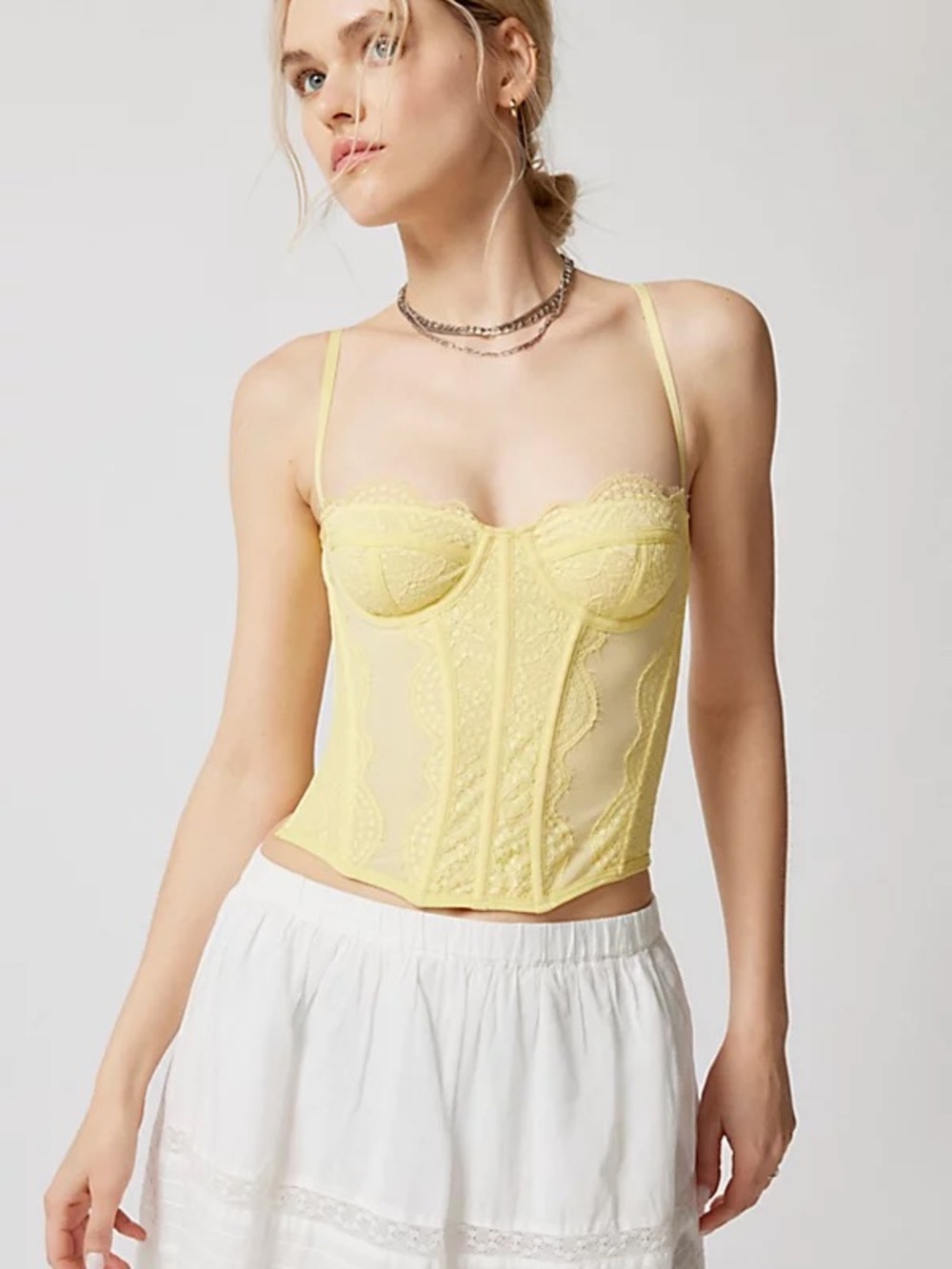 Urban Outfitters Out From Under Modern Love Corset in Light Yellow